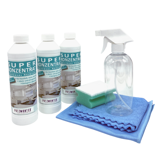 PUTZMUNTER Super Konzentrat 3 x 500ml incl. Leerflasche & 2 Tücher