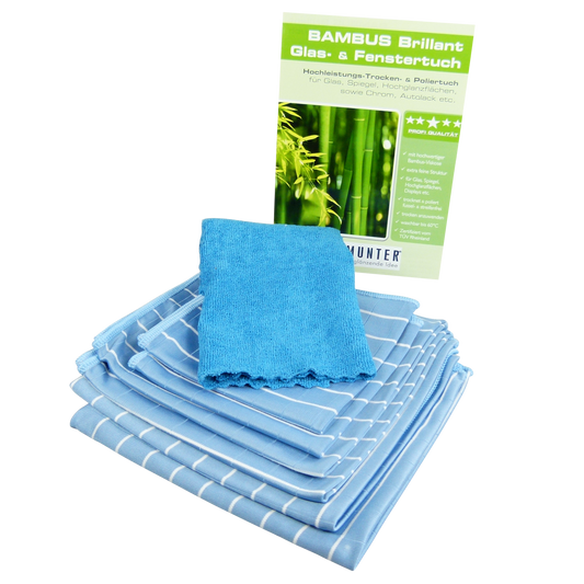 BAMBUS Brillant Glas- & Fenstertuch 7 tlg. Bambustücher blau