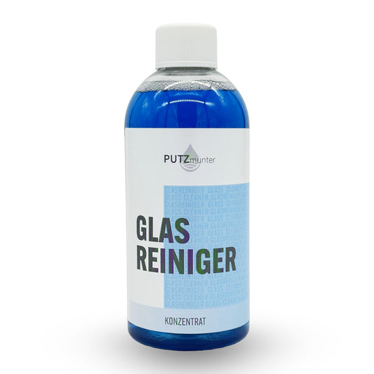 PUTZMUNTER Glasreiniger Hochkonzentrat – streifenfreier Glas- und Spiegelreiniger in 500 ml Flasche, ideal für Fenster, Spiegel und Hochglanzoberflächen – effektive Reinigung mit intensiver Fettlösekraft.