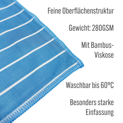 BAMBUS Glas- & Fenstertuch 7-tlg. – streifenfrei, fusselfrei, für Glas, Spiegel, Chrom, Auto