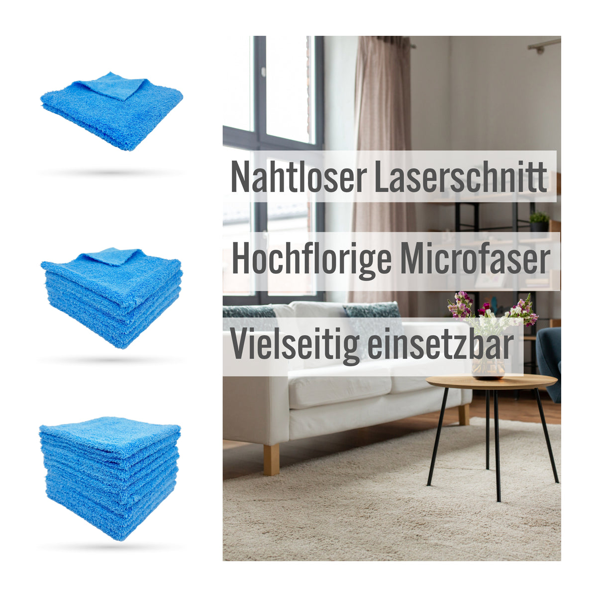 TOP Silk Mikrofaser-Poliertuch 50×70 Cm – Streifenfreies Trocknen Von Gläsern, Kristall & Glasflächen