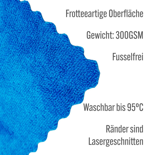 Blaues, randloses Microfaser-Wellentuch 30x30 cm, vielseitig, pflegeleicht, formstabil.