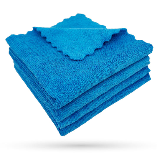 Blaues, randloses Microfaser-Wellentuch 30x30 cm, vielseitig, pflegeleicht, formstabil.