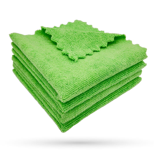 Grünes, randloses Microfaser-Wellentuch 30x30 cm, vielseitig, pflegeleicht, formstabil.